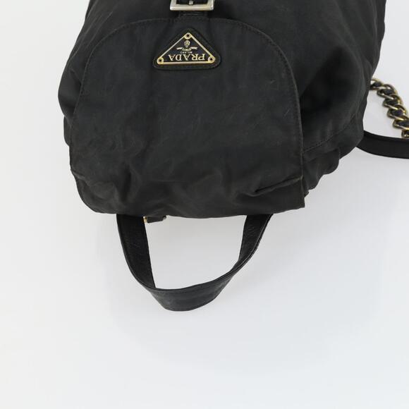 PRADA Backpack Nylon Black Gold Auth ka1273 main image 11